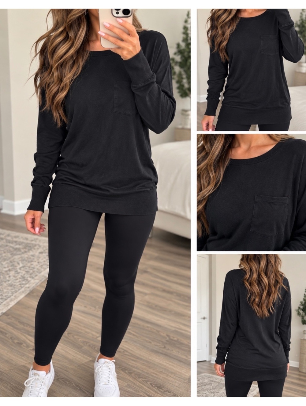 Crew Black Long-Sleeve Top – Size Small